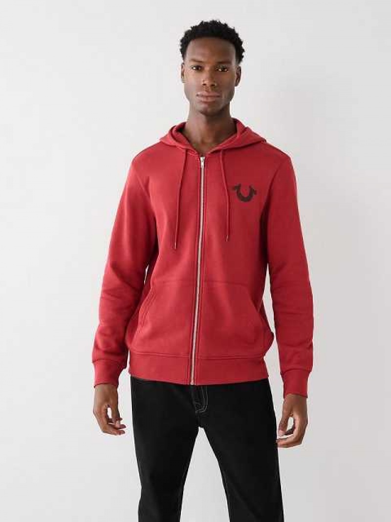 True Religion Logo Zip Hoodie Herr Röda | GQY902375