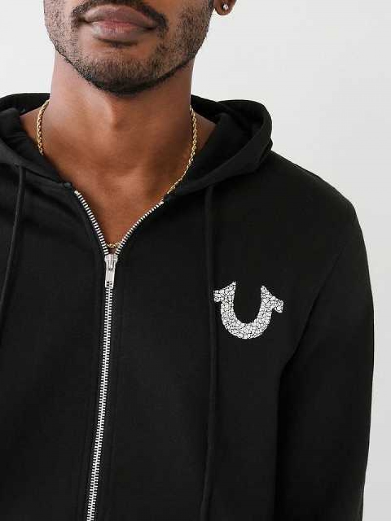 True Religion Logo Zip Hoodie Herr Svarta | WTV264937