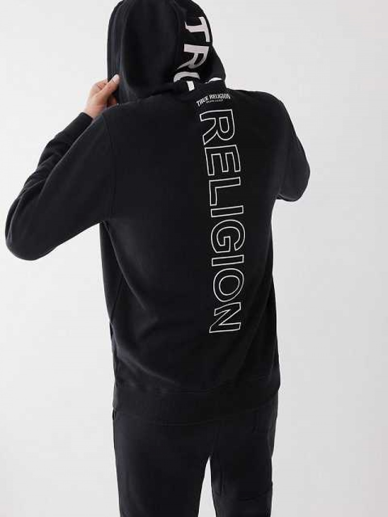 True Religion Logo Zip Hoodie Herr Svarta | FLJ519846