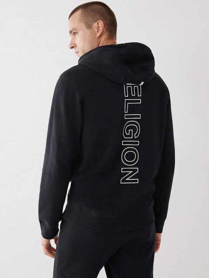 True Religion Logo Zip Hoodie Herr Svarta | FLJ519846