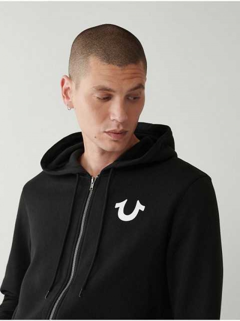 True Religion Logo Zip Hoodie Herr Svarta | LXW104236