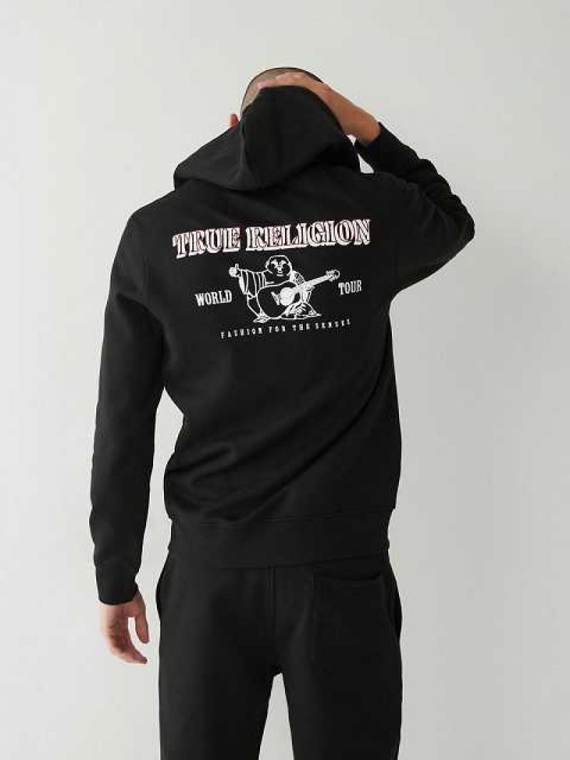 True Religion Logo Zip Hoodie Herr Svarta | LXW104236