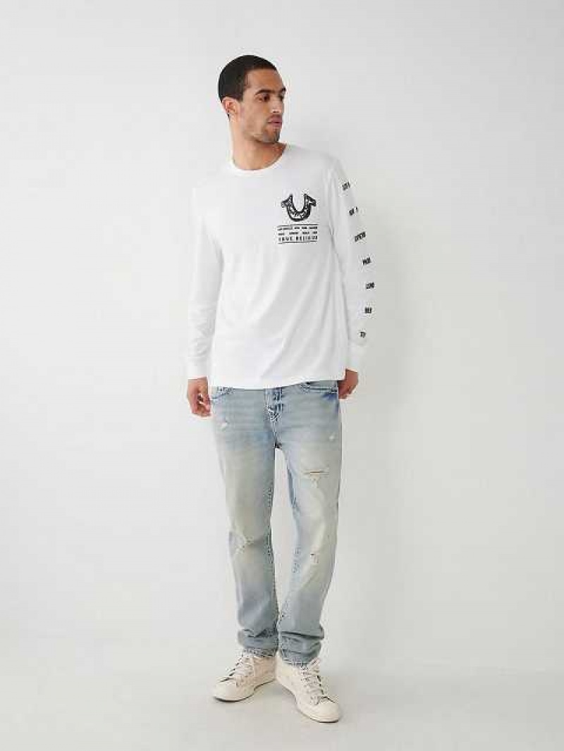 True Religion Long Sleeve Logo Tour T-shirt Herr Vita | ECI601253