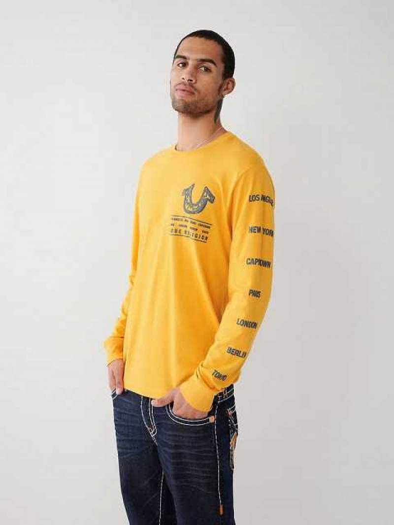 True Religion Long Sleeve Logo Tour T-shirt Herr Gula | MAG305241