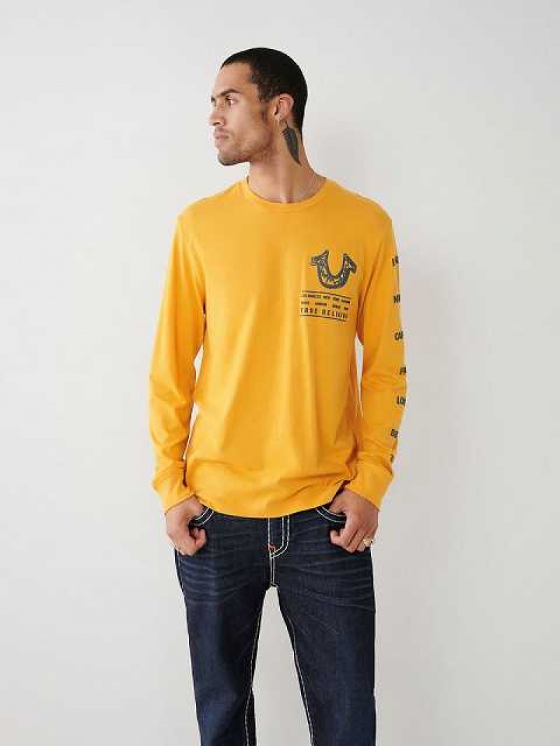 True Religion Long Sleeve Logo Tour T-shirt Herr Gula | MAG305241