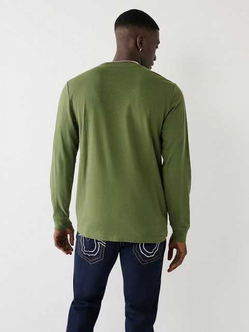 True Religion Long Sleeve True Logo T-shirt Herr Bruna Gröna | HNS749203