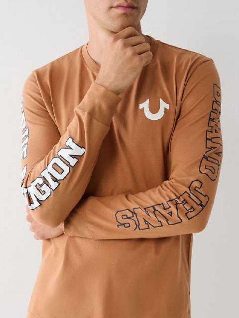 True Religion Long Sleeve True Logo T-shirt Herr Bruna | EXG416283