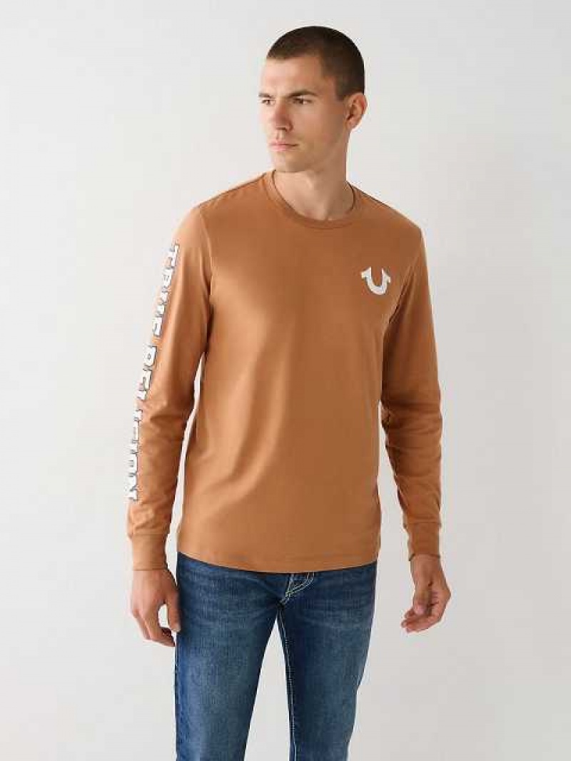 True Religion Long Sleeve True Logo T-shirt Herr Bruna | EXG416283