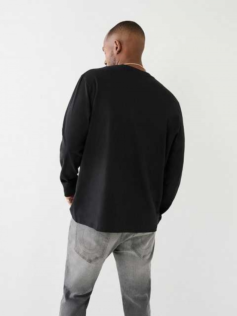 True Religion Long Sleeve True Logo T-shirt Herr Svarta | OSN297430