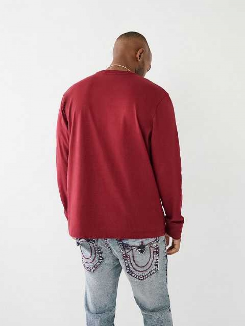 True Religion Long Sleeve True Logo T-shirt Herr Fuchsia | EZW542967