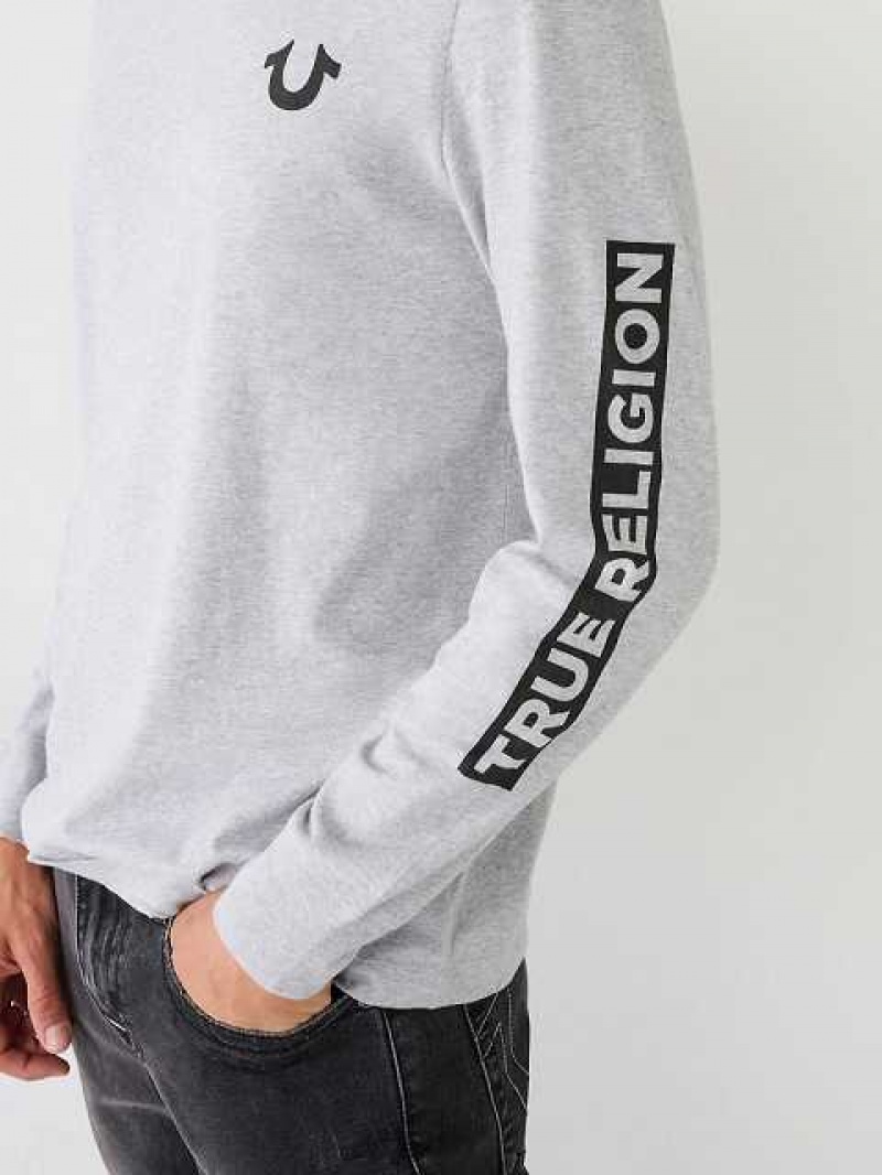 True Religion Long Sleeve True Logo T-shirt Herr Grå | WJI147286