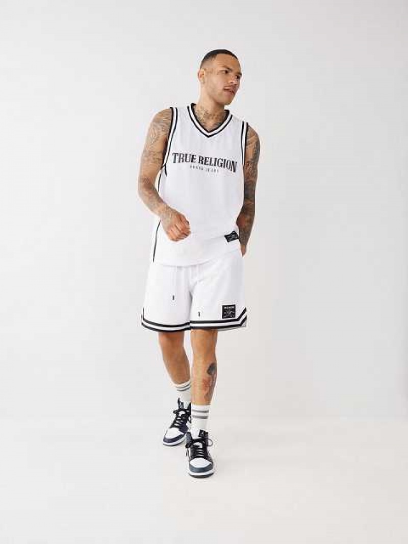 True Religion Mesh Logo Shorts Herr Vita | XKV752439