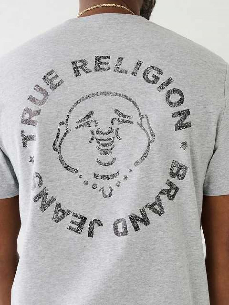 True Religion Metallic Buddha Logo Korta Sleeve T-shirt Herr Grå | CVA718053