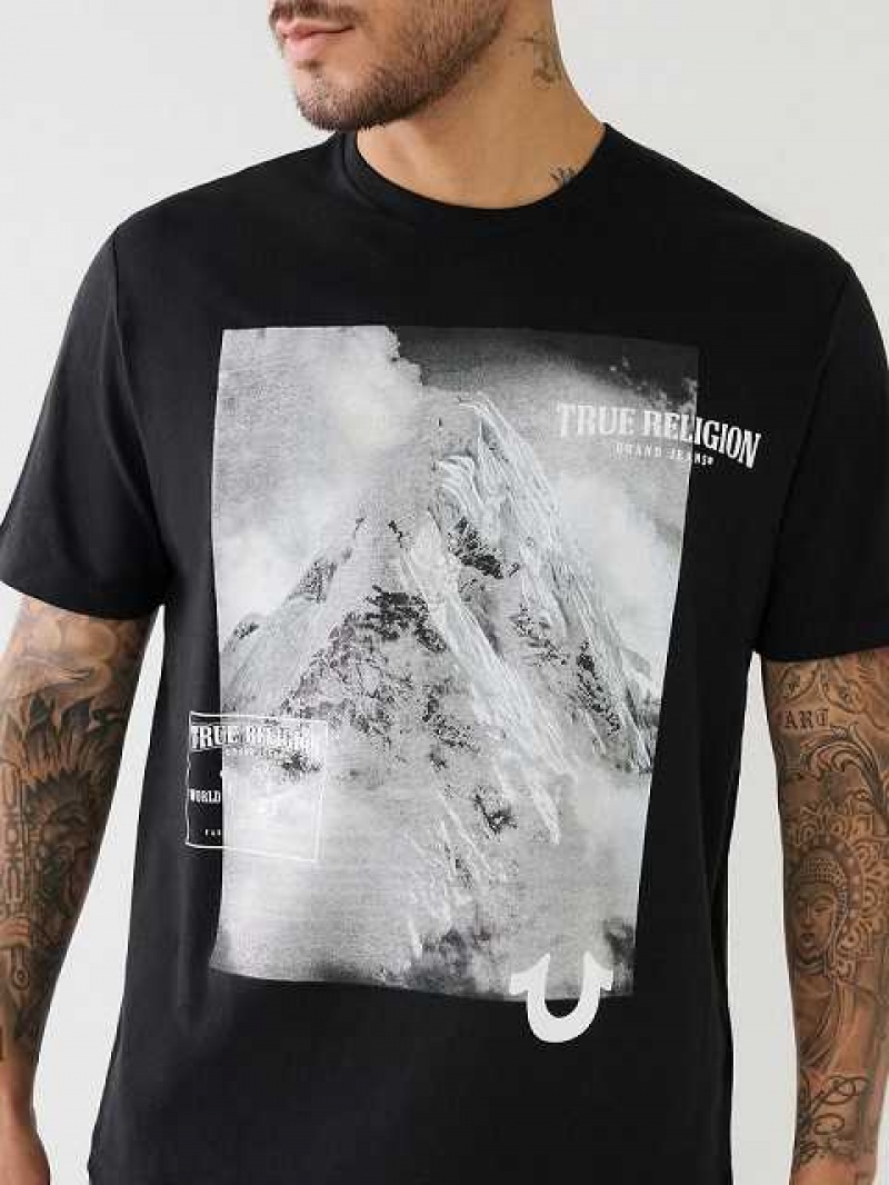 True Religion Mountain Tryck Relaxed T-shirt Herr Svarta | IOR490536