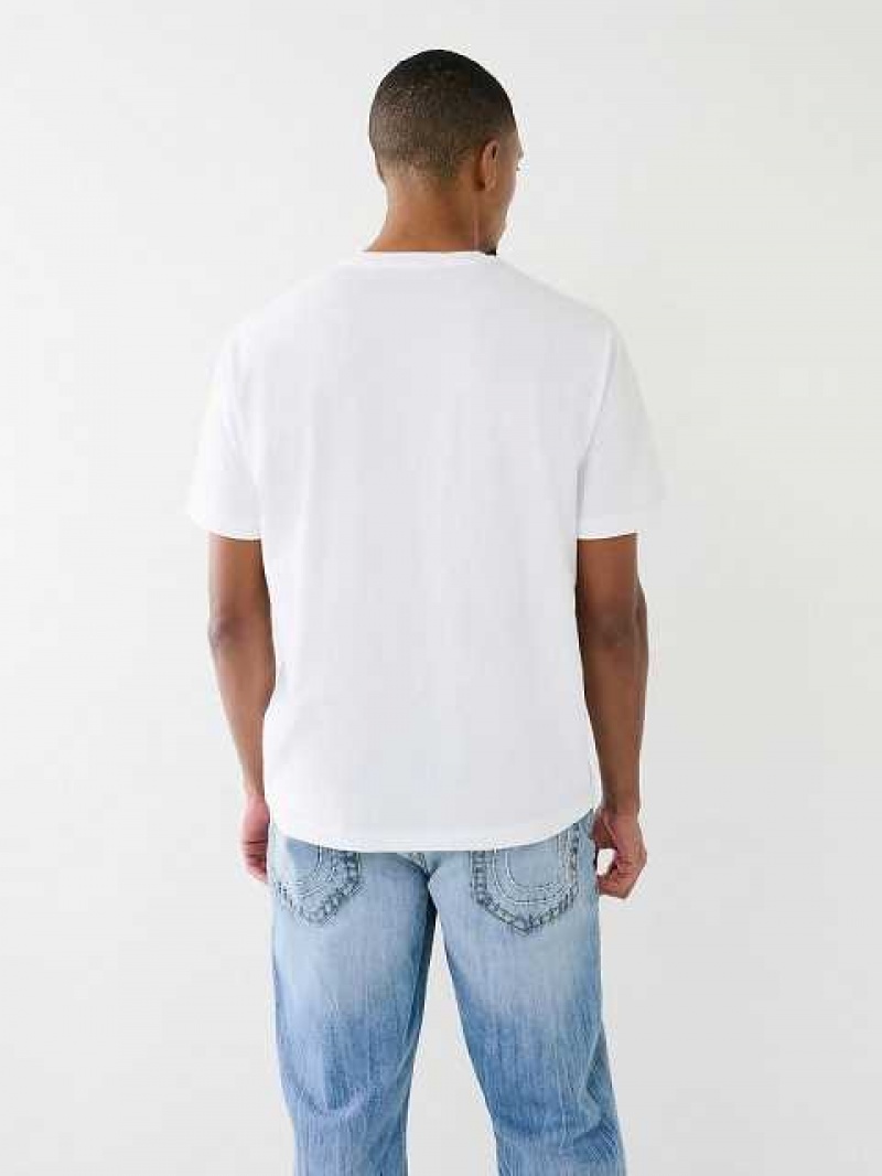 True Religion Mountain Tryck Relaxed T-shirt Herr Vita | CQK410928