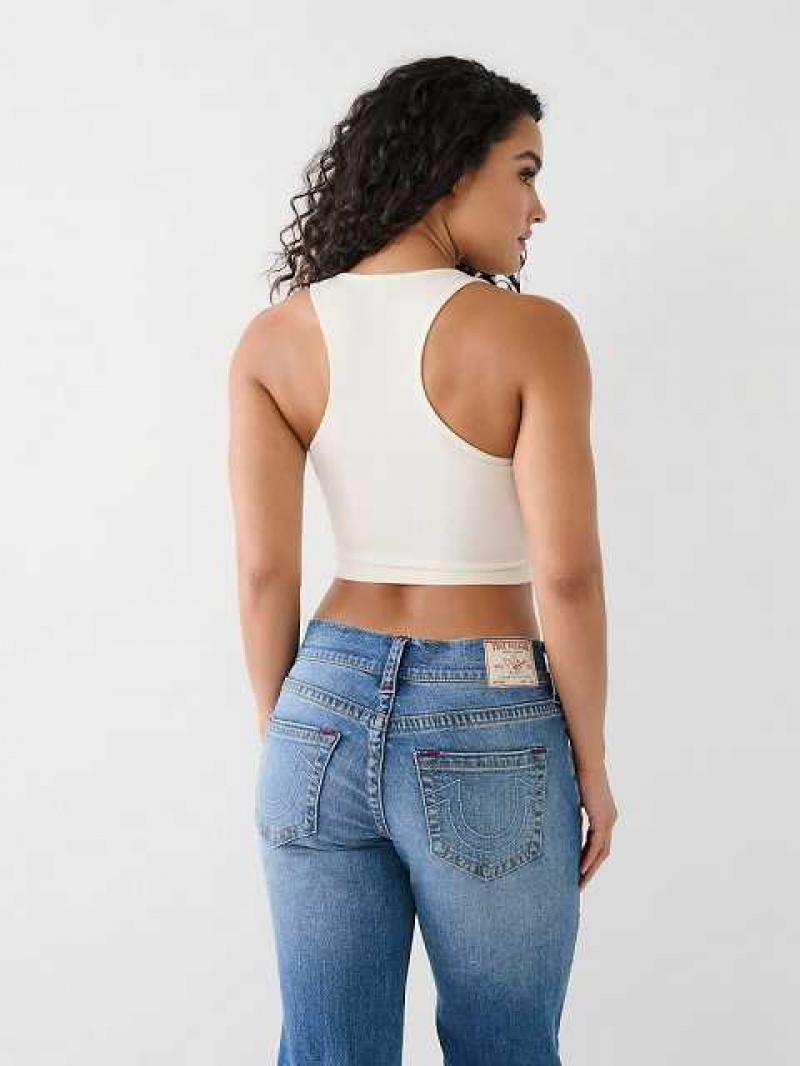 True Religion Notch Crop Logo Linne Dam Vita | WCJ918203