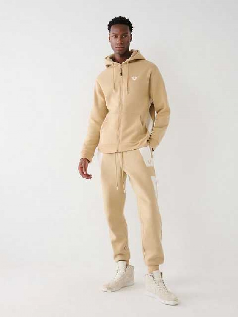 True Religion Panel Logo Joggingbyxor Herr Beige | HZY817503