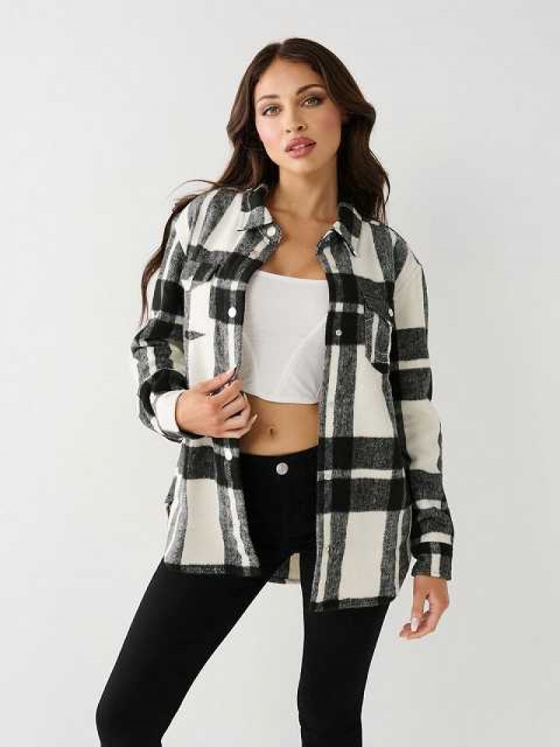 True Religion Plaid Jacka Dam Svarta | WUD197640