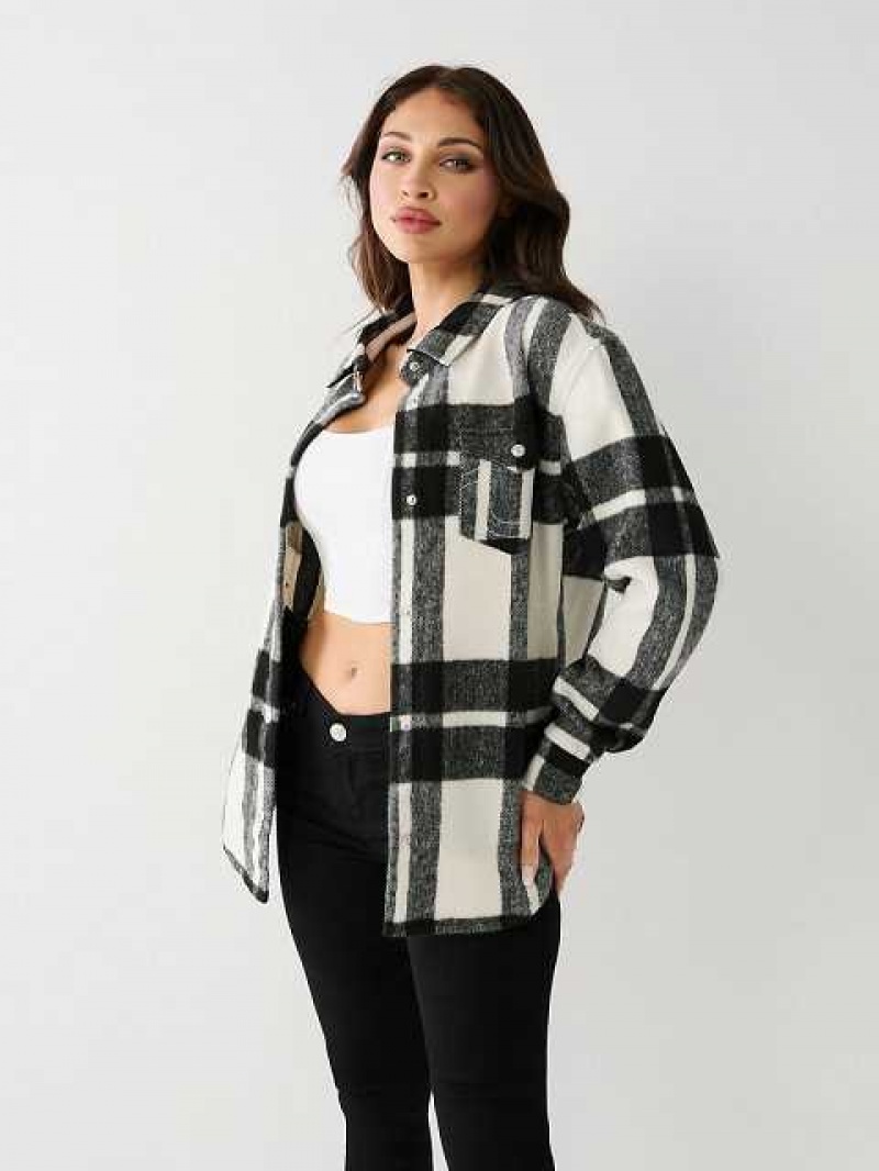 True Religion Plaid Jacka Dam Svarta | WUD197640