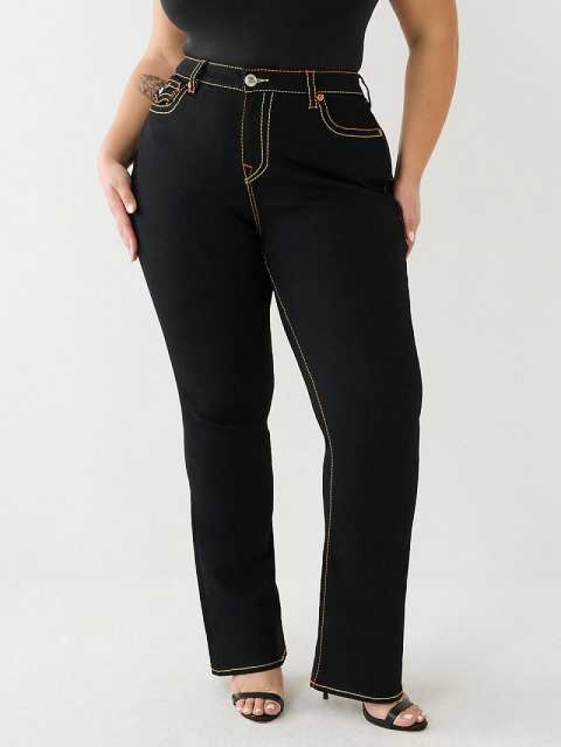 True Religion Plus Becca Big T Bootcut Jeans Dam Svarta | LNG671923