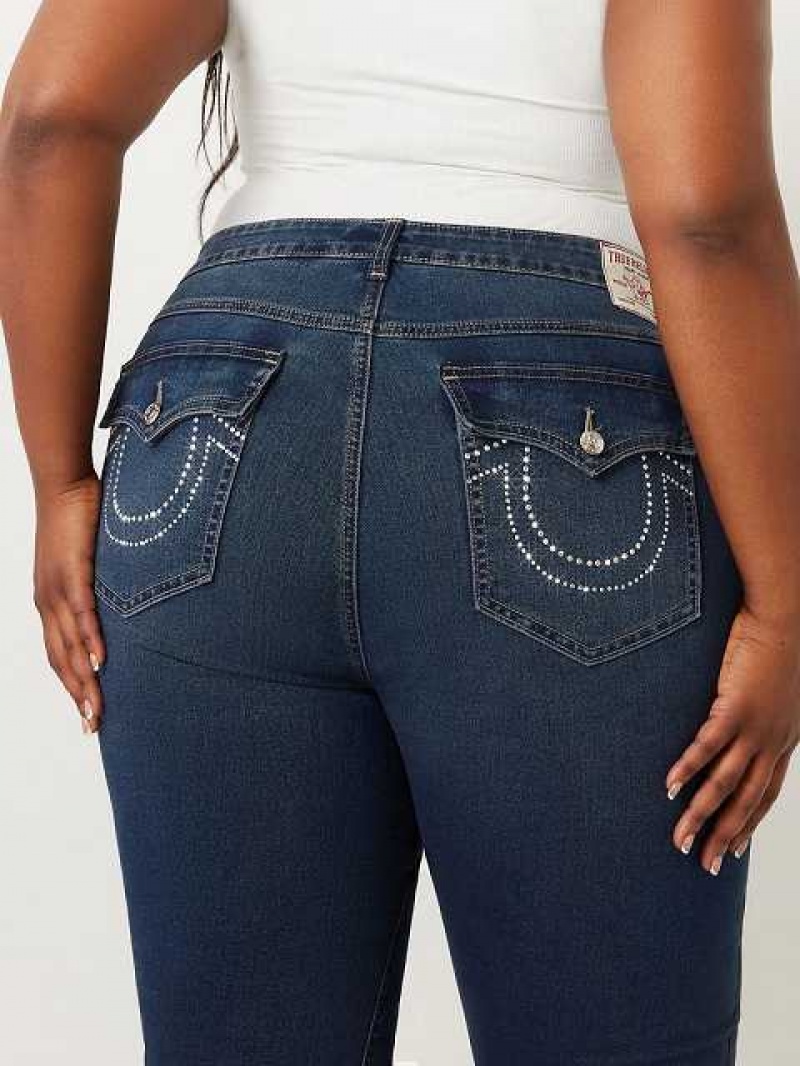 True Religion Plus Becca Crystal Bootcut Jeans Dam Marinblå | EYQ265794