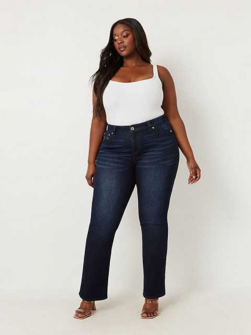 True Religion Plus Becca High Rise Bootcut Jeans Dam Marinblå | VRA085364