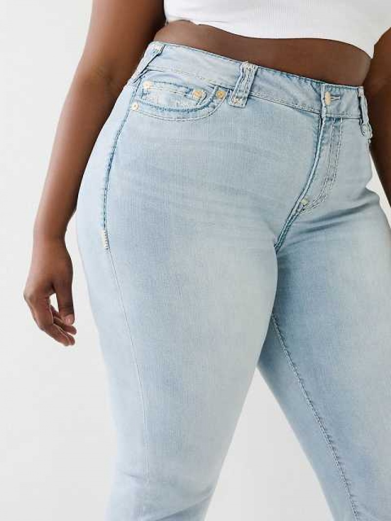 True Religion Plus Billie Mid Rise Straight Jeans Dam Blå | HSY328197