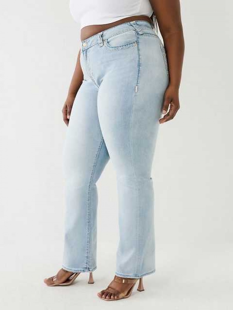 True Religion Plus Billie Mid Rise Straight Jeans Dam Blå | HSY328197