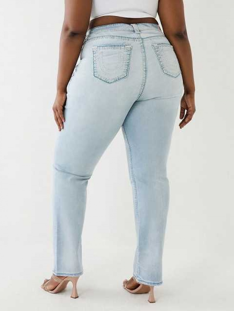 True Religion Plus Billie Mid Rise Straight Jeans Dam Blå | HSY328197