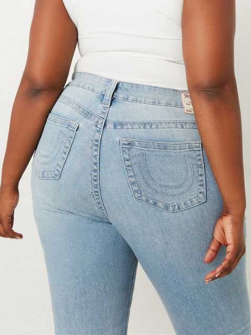 True Religion Plus Billie Mid Rise Straight Jeans Dam Blå | ESL876924