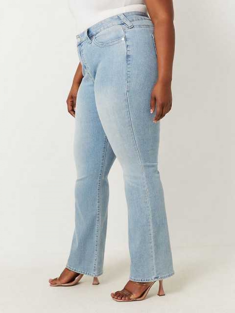 True Religion Plus Billie Mid Rise Straight Jeans Dam Blå | ESL876924