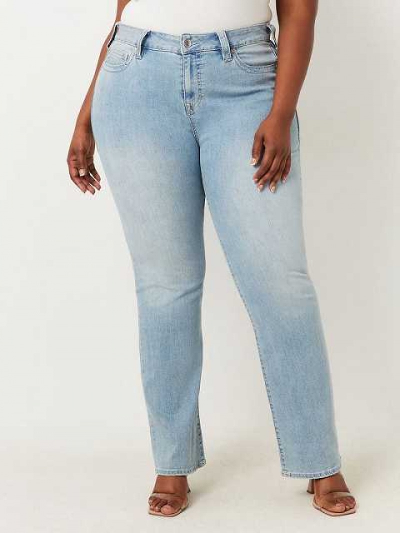 True Religion Plus Billie Mid Rise Straight Jeans Dam Blå | ESL876924