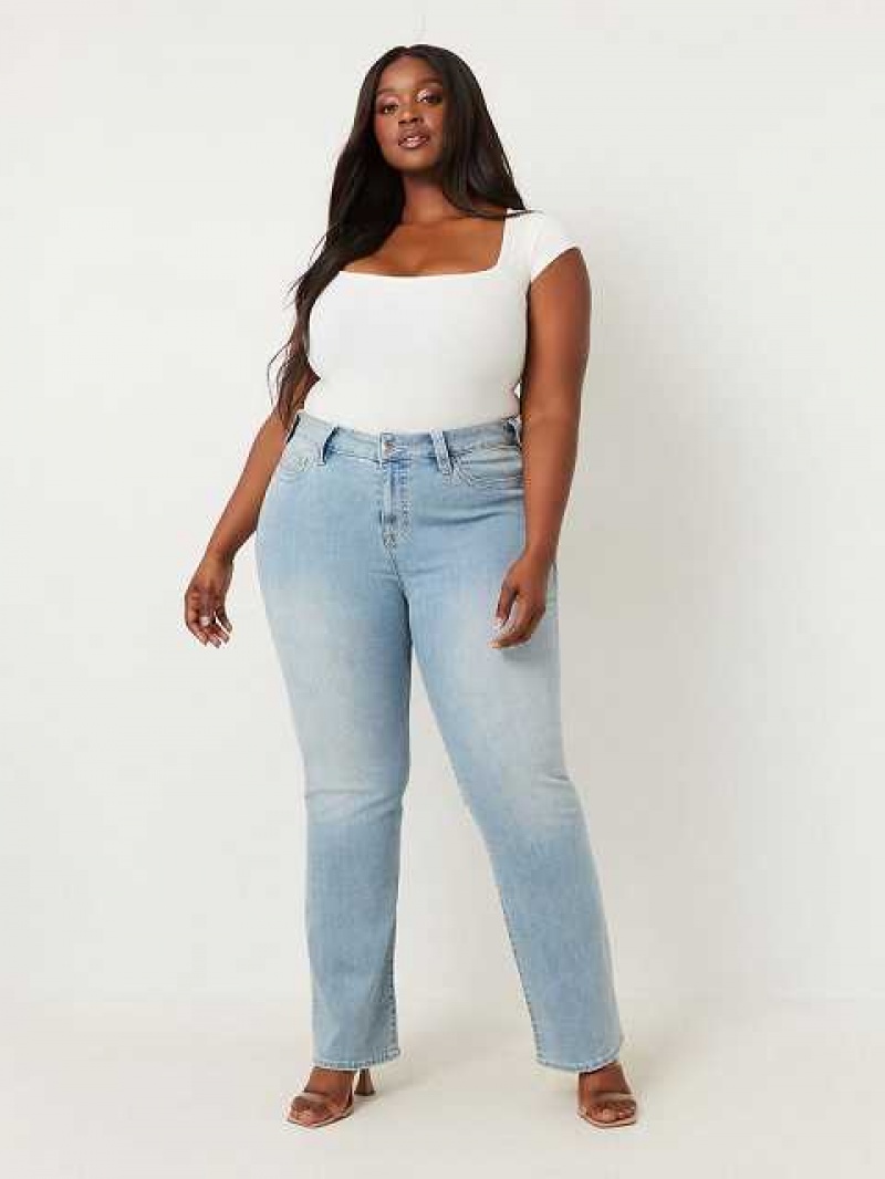 True Religion Plus Billie Mid Rise Straight Jeans Dam Blå | ESL876924