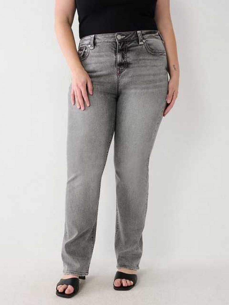 True Religion Plus Billie Straight Jeans Dam Mörkgrå | KXR647920