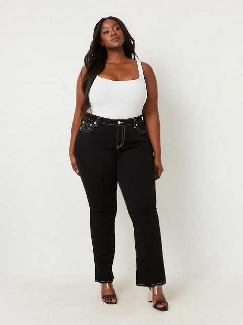 True Religion Plus Billie Straight Jeans Dam Svarta | LOX341205