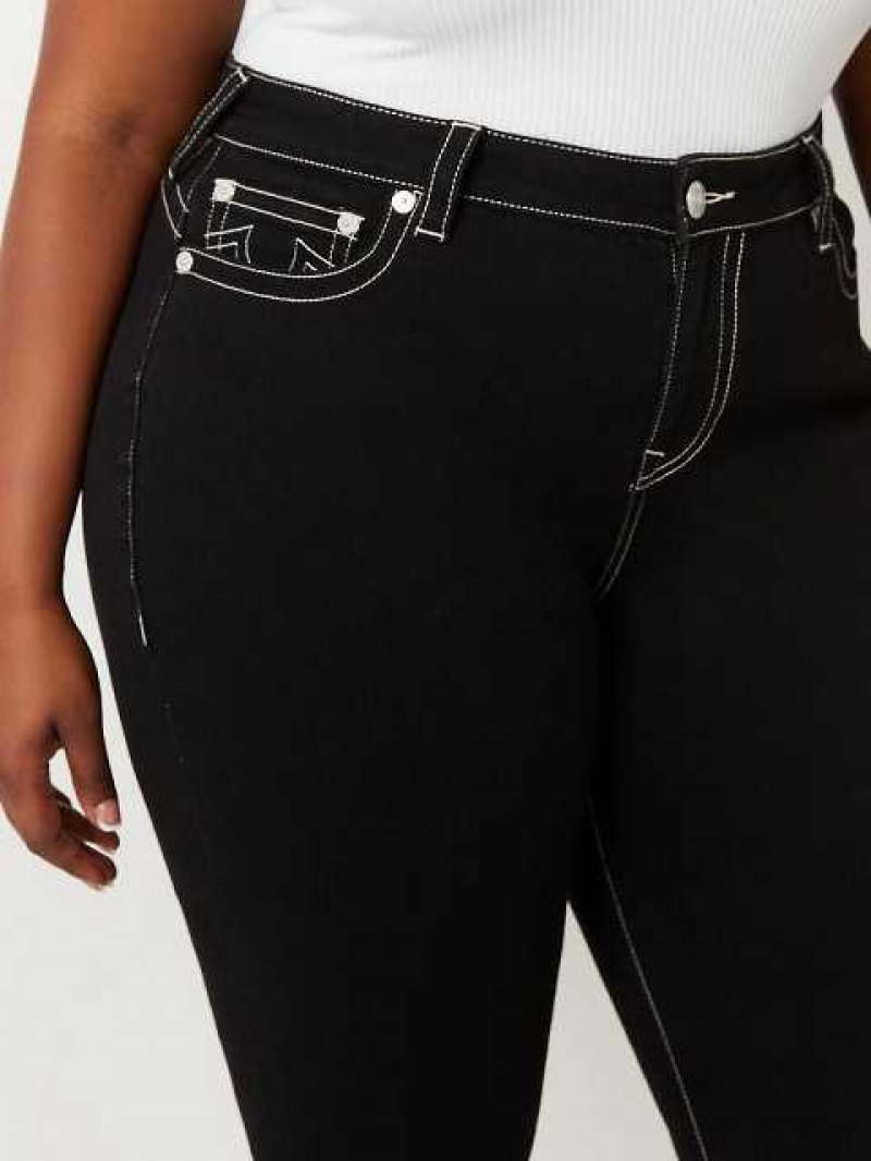 True Religion Plus Billie Straight Jeans Dam Svarta | LOX341205