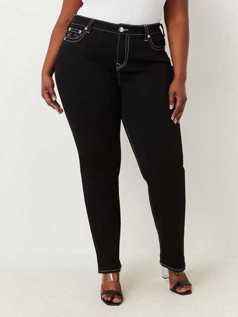 True Religion Plus Billie Straight Jeans Dam Svarta | LOX341205