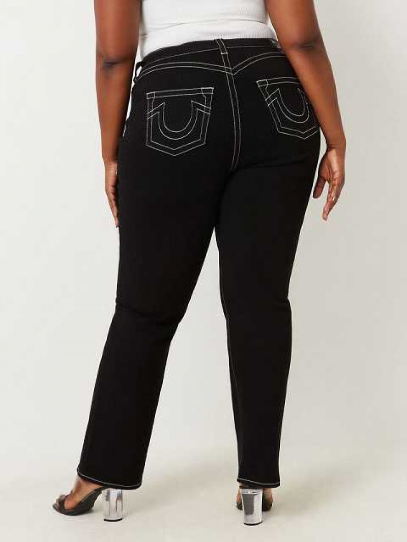 True Religion Plus Billie Straight Jeans Dam Svarta | LOX341205