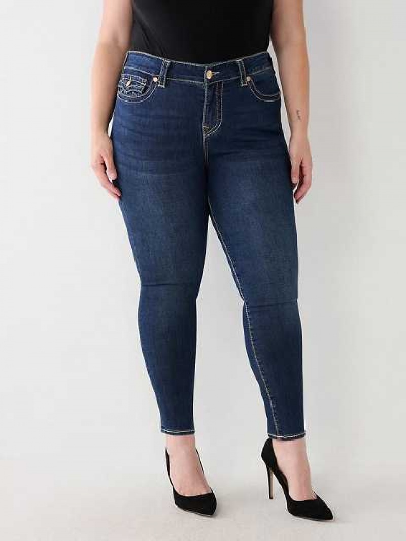 True Religion Plus Halle Big T High Rise Super Skinny Jeans Dam Mörktvätt | GIH265938