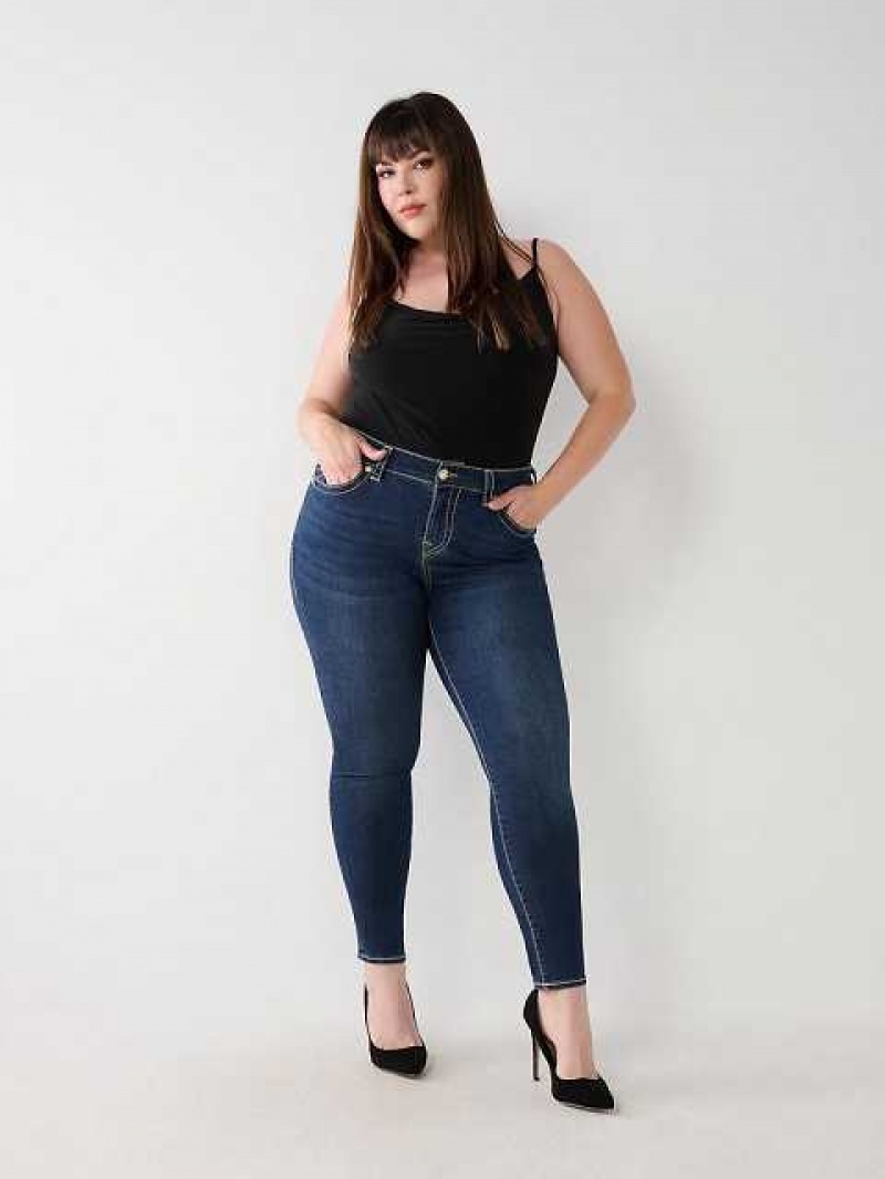 True Religion Plus Halle Big T High Rise Super Skinny Jeans Dam Mörktvätt | GIH265938