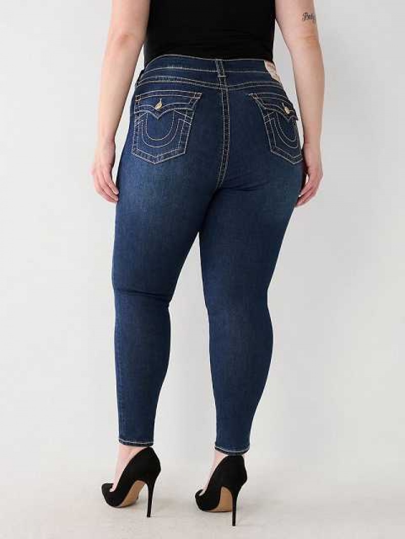 True Religion Plus Halle Big T High Rise Super Skinny Jeans Dam Mörktvätt | GIH265938