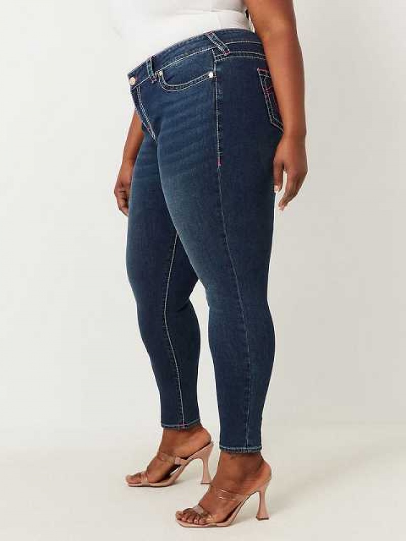 True Religion Plus Halle High Rise Super Skinny Jeans Dam Marinblå | VQA631820