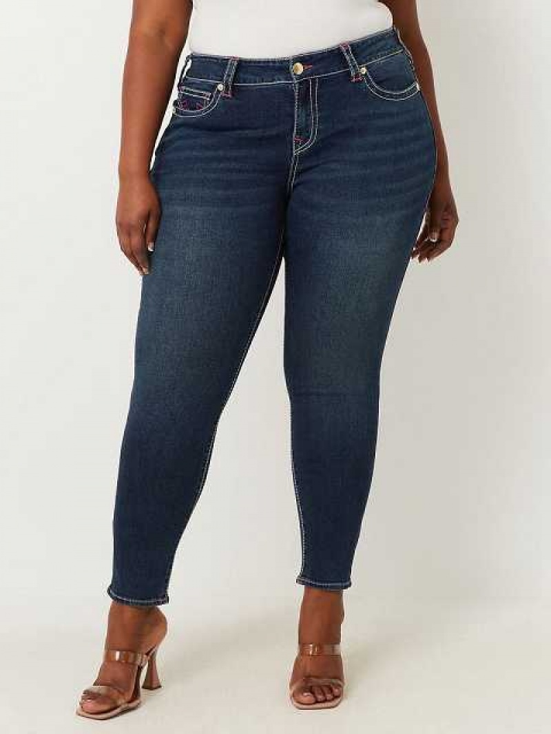 True Religion Plus Halle High Rise Super Skinny Jeans Dam Marinblå | VQA631820