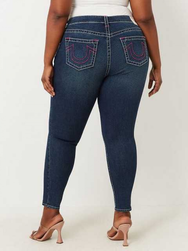 True Religion Plus Halle High Rise Super Skinny Jeans Dam Marinblå | VQA631820