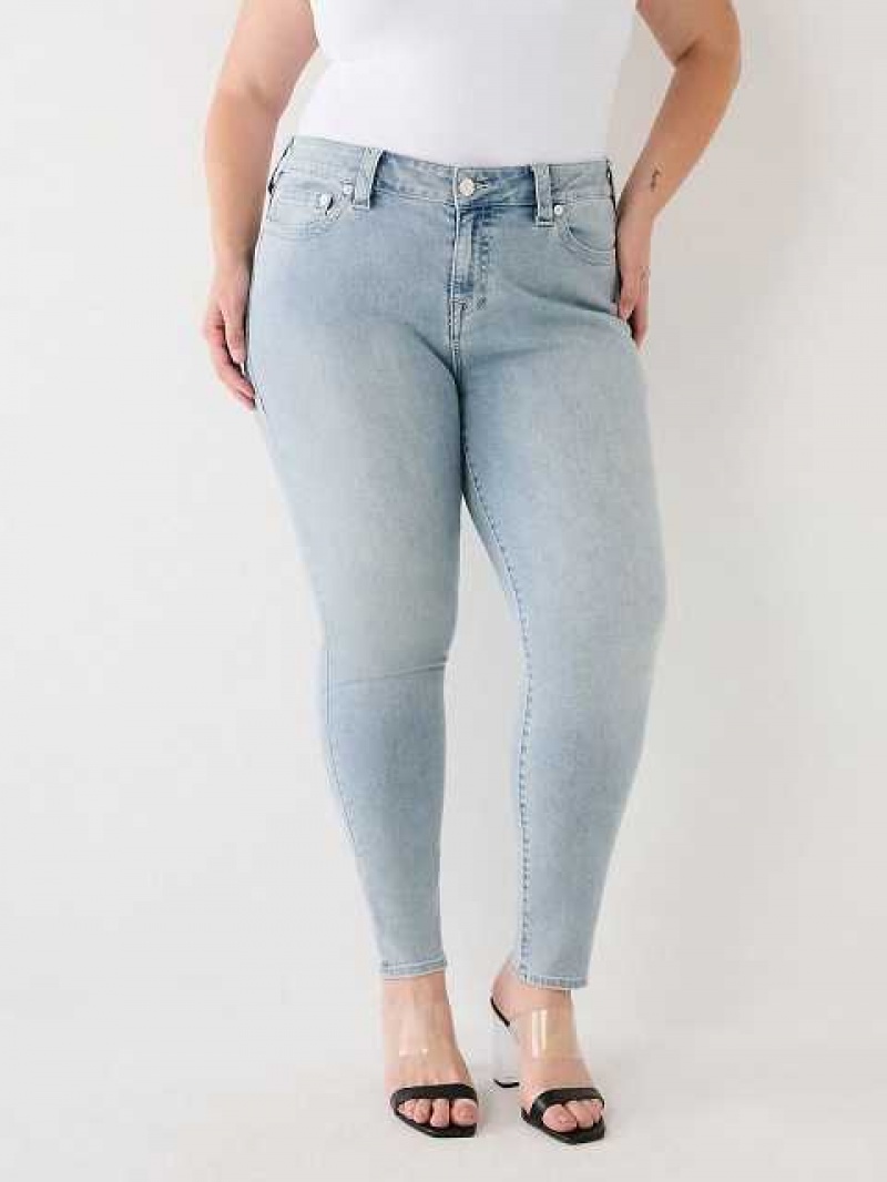 True Religion Plus Halle Mid Rise Super Skinny Jeans Dam Blå | SZV376184