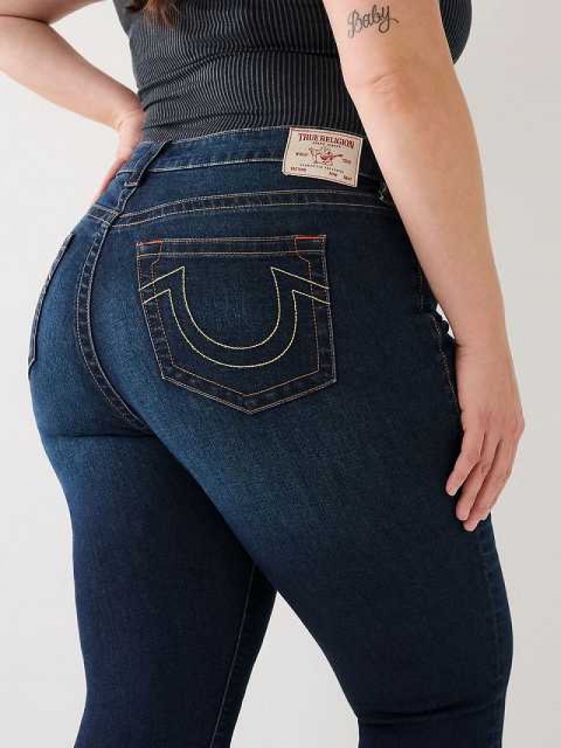 True Religion Plus Halle Mid Rise Super Skinny Jeans Dam Mörktvätt | PKR296348