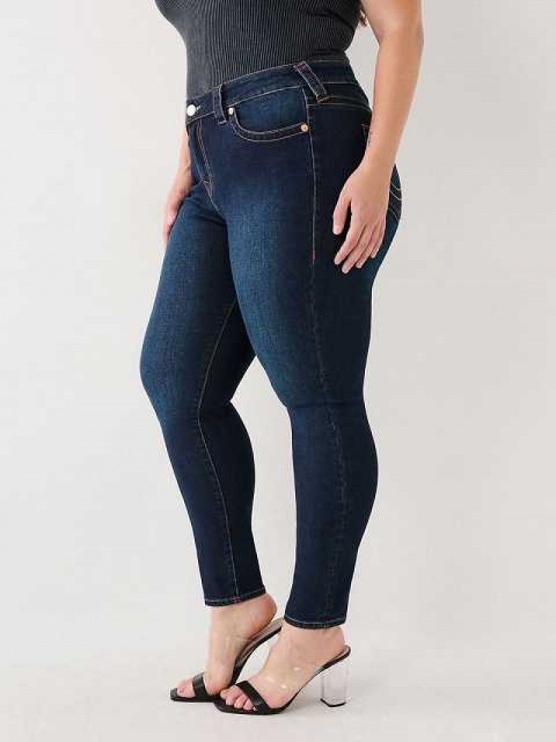 True Religion Plus Halle Mid Rise Super Skinny Jeans Dam Mörktvätt | PKR296348