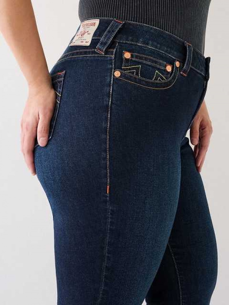 True Religion Plus Halle Mid Rise Super Skinny Jeans Dam Mörktvätt | PKR296348