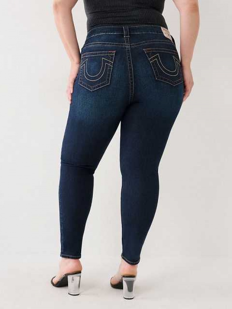 True Religion Plus Halle Mid Rise Super Skinny Jeans Dam Mörktvätt | PKR296348