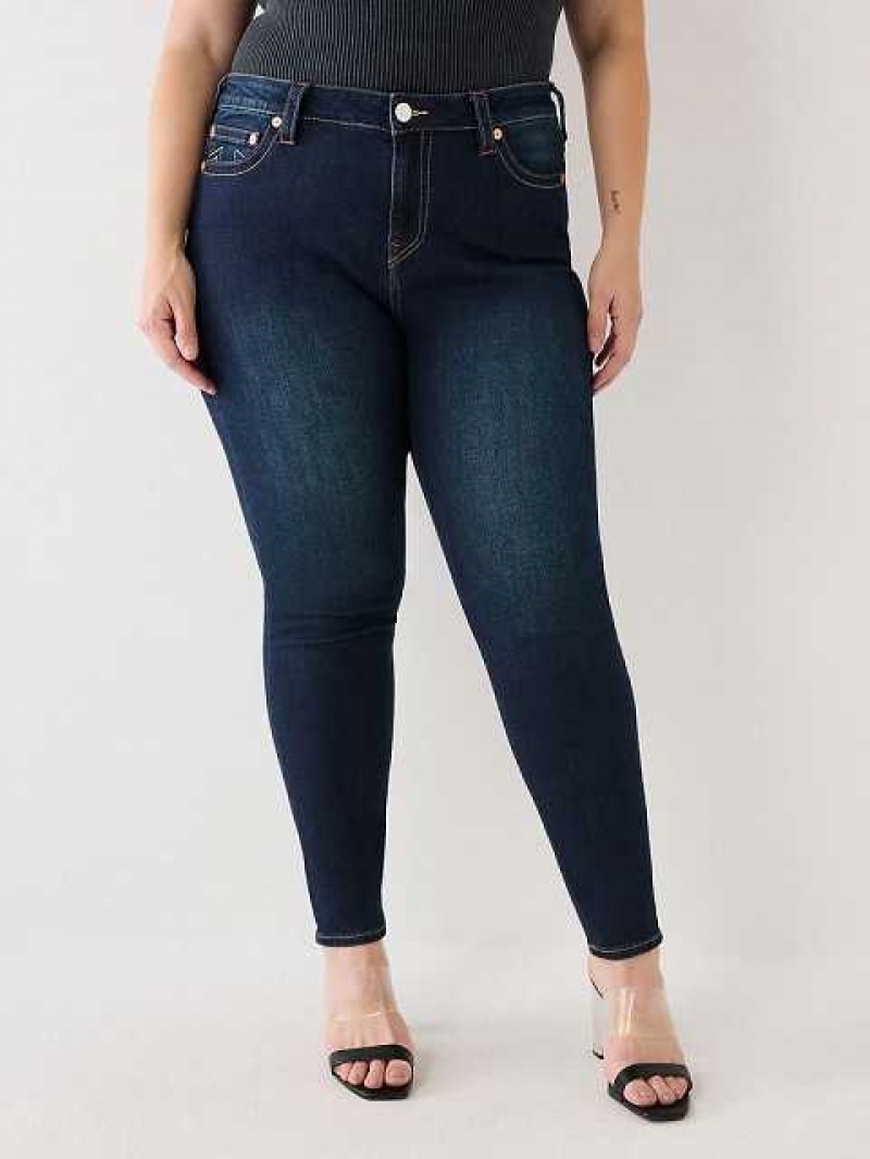 True Religion Plus Jennie High Rise Curvy Skinny Jeans Dam Mörktvätt | SRM078246